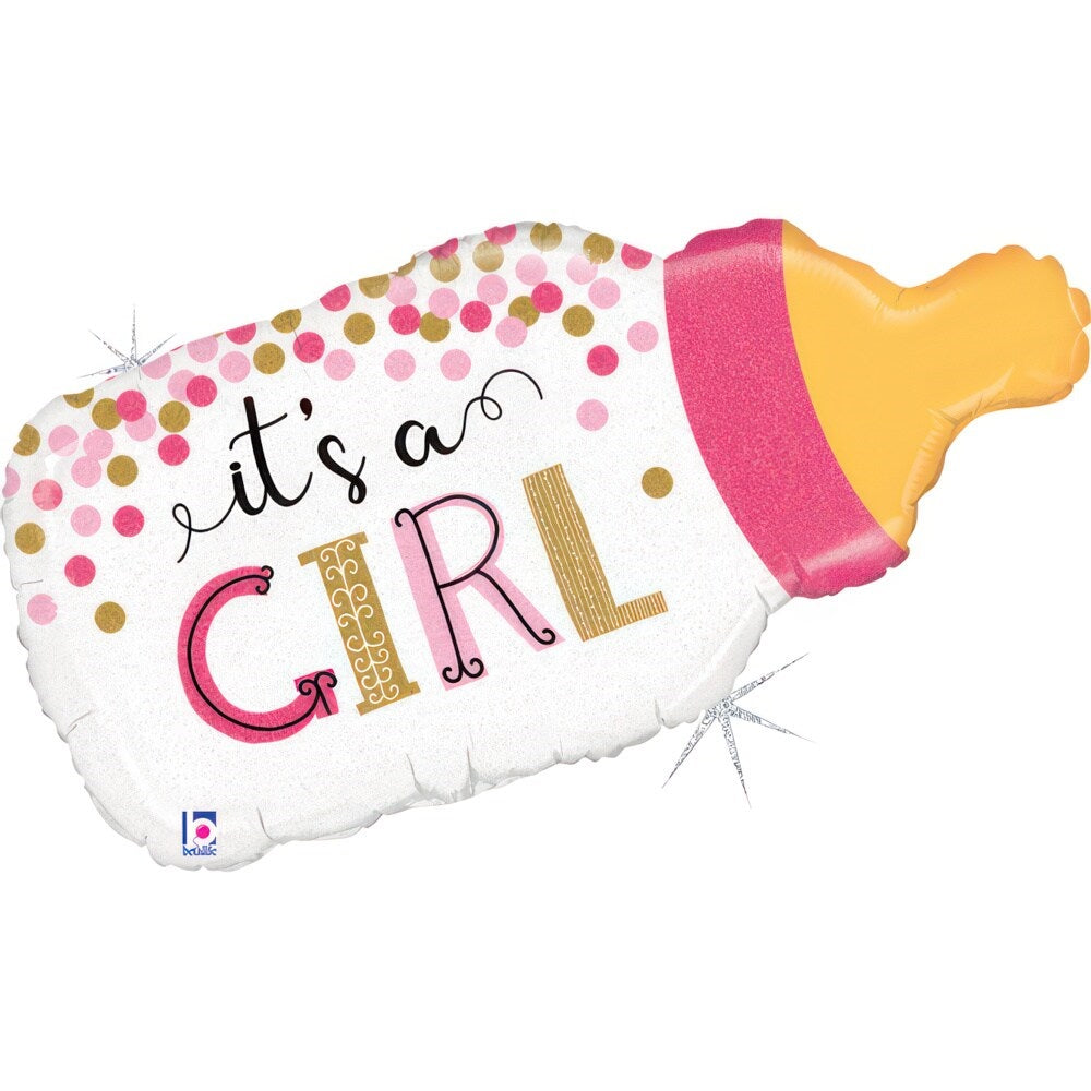 Balloon Confetti Baby Bottle Girl
