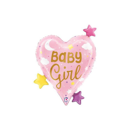 Balloon Baby Girl Heart Stars