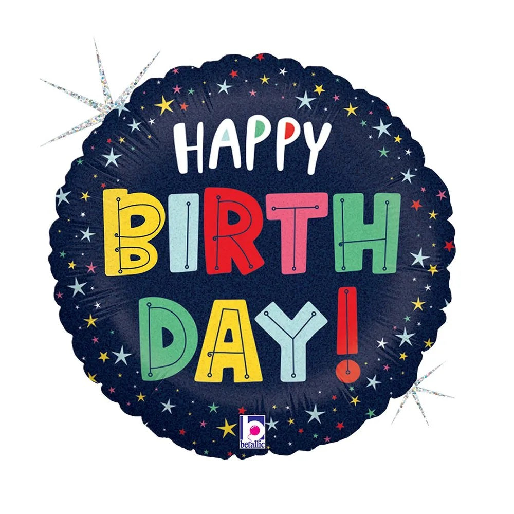 Balloon Birthday Colorful Stars 18 inch
