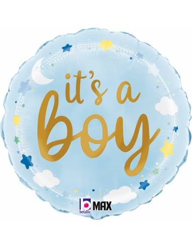 Balloon Its A Boy Stars &amp; Clouds 18 inch
