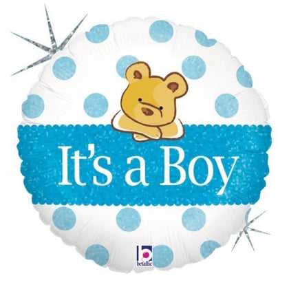 Balloon Baby Boy Big Heart Bear 18 inch