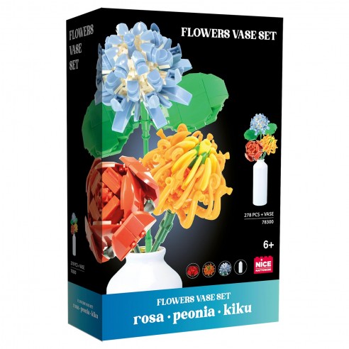 Flower Building Blocks - Vase + 3 Flowers