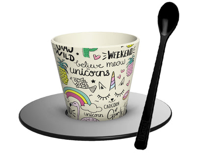Plastic Cup, Spoon And Plate Set Unicorn eco-Friendly