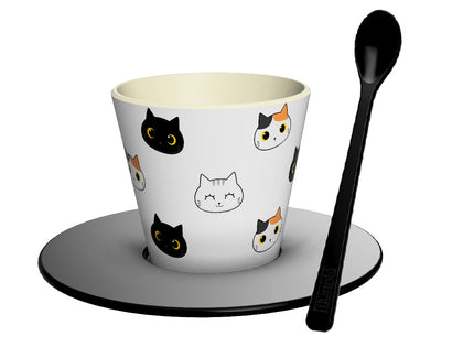 Plastic Cup, Spoon And Plate Set Cat Eco-Friendly