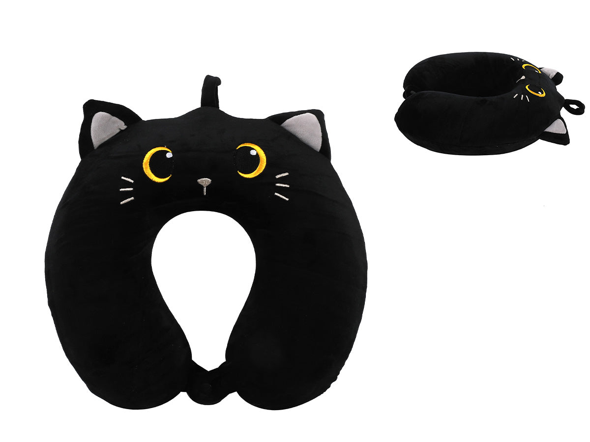 Cat-Shaped Neck Pillow Black Cat