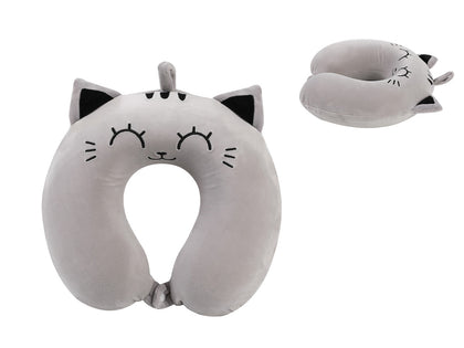 Cat-Shaped Neck Pillow Grey Cat