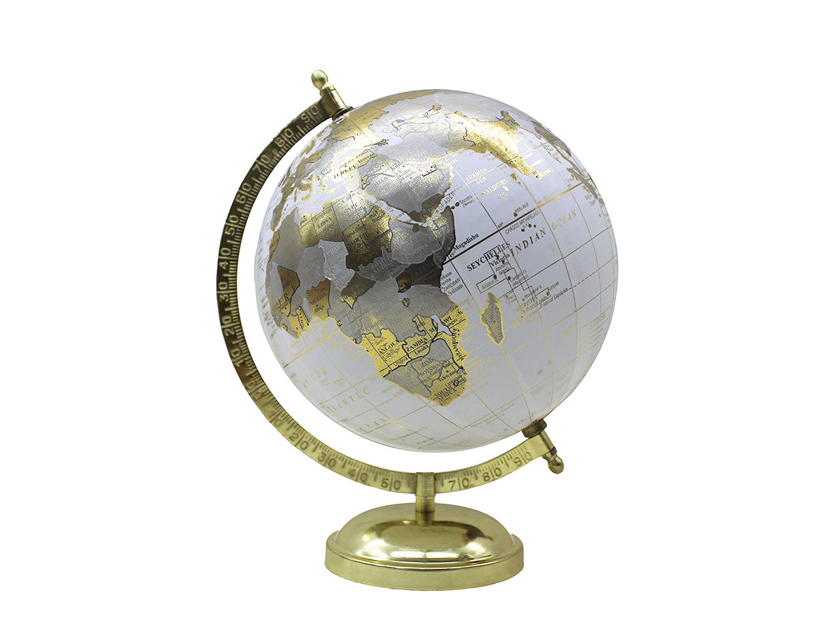 Desktop Globe 20 Cm White And Gold