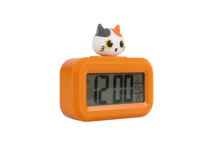 Digital Alarm Clock Cat Orange