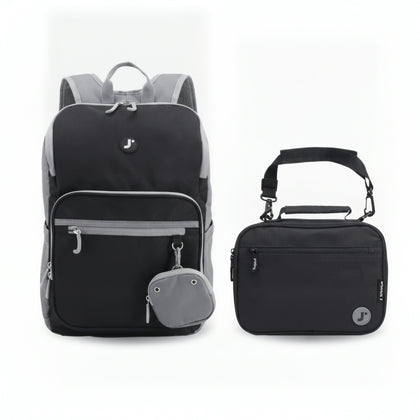 Backpack Jworld Junior Large 38Cm With Lunch Bag Black Bp2509L
