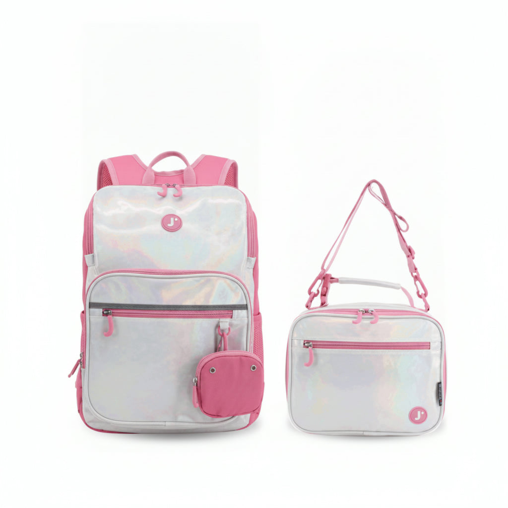 Backpack Jworld Junior Large 38Cm With Lunch Bag Metallic Silver Bp2509L