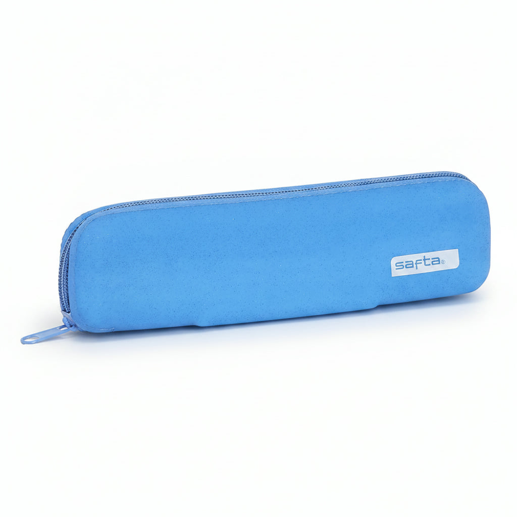 Pencil Case Soft Silicone Stretched Blue Glitter