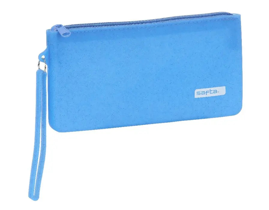 Pencil Case Soft Silicone Plain Blue Glitter