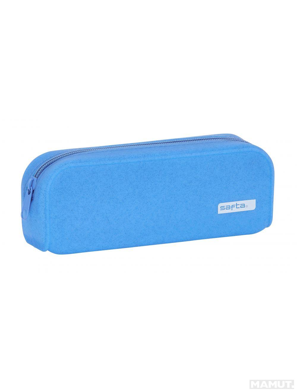 Pencil Case Soft Silicone Square Blue Glitter