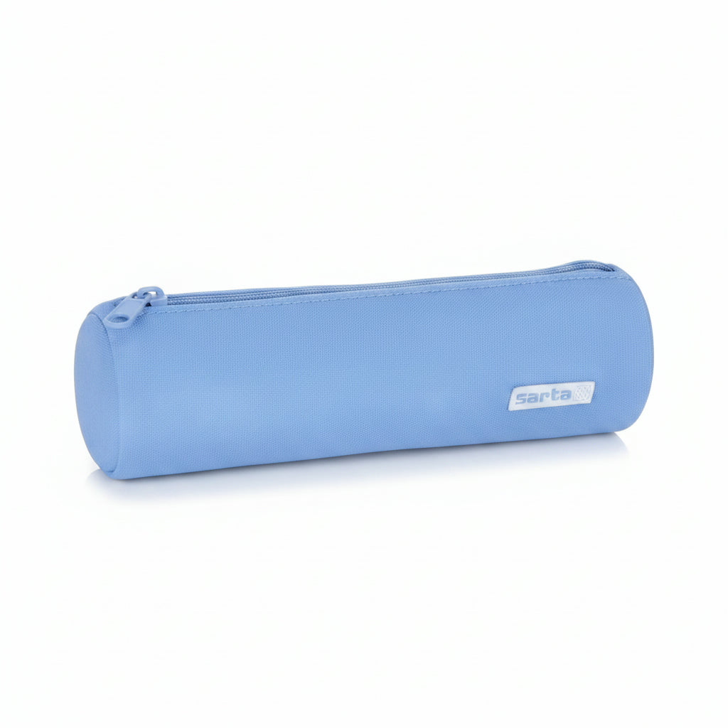 Pencil Case Soft Silicone Round Blue Glitter