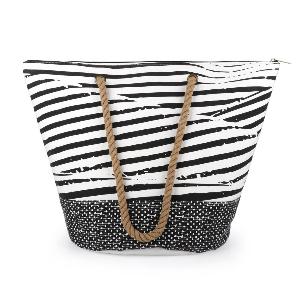 BEACH BAG BORA 56x41x34CM BLACK/WHITE