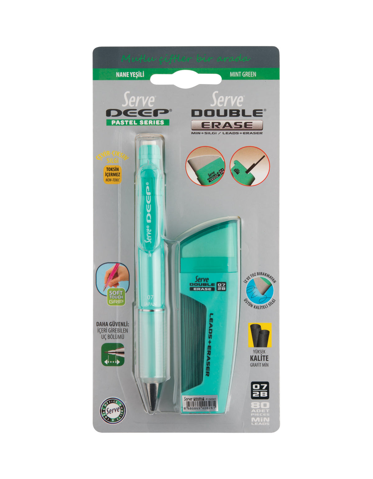 BLISTER DOUBLE MECH.PENCIL,LEAD 0.7&amp;ERASER L.GREEN