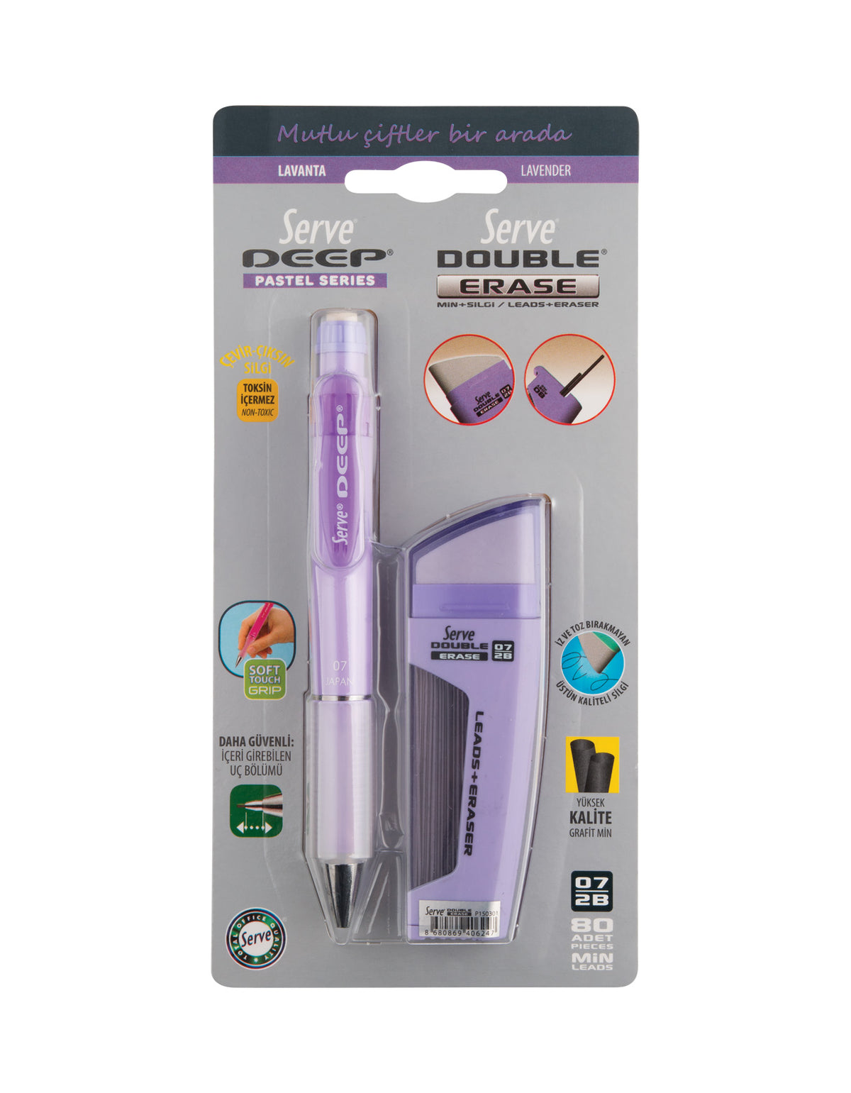 BLISTER DOUBLE MECH.PENCIL,LEAD 0.7&amp;ERASER VIOLET