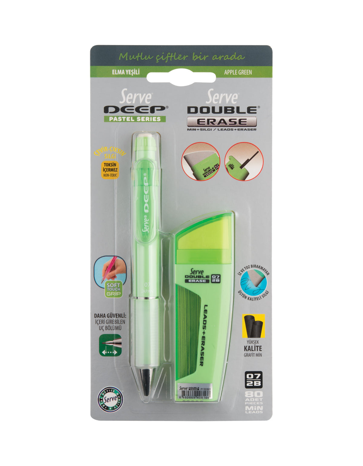 BLISTER DOUBLE MECH.PENCIL,LEAD 0.7&ERASER D.GREEN