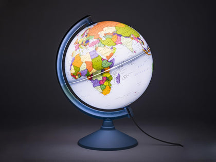 Political World Globe 20cm English with Light | Educational & Decorative Globe