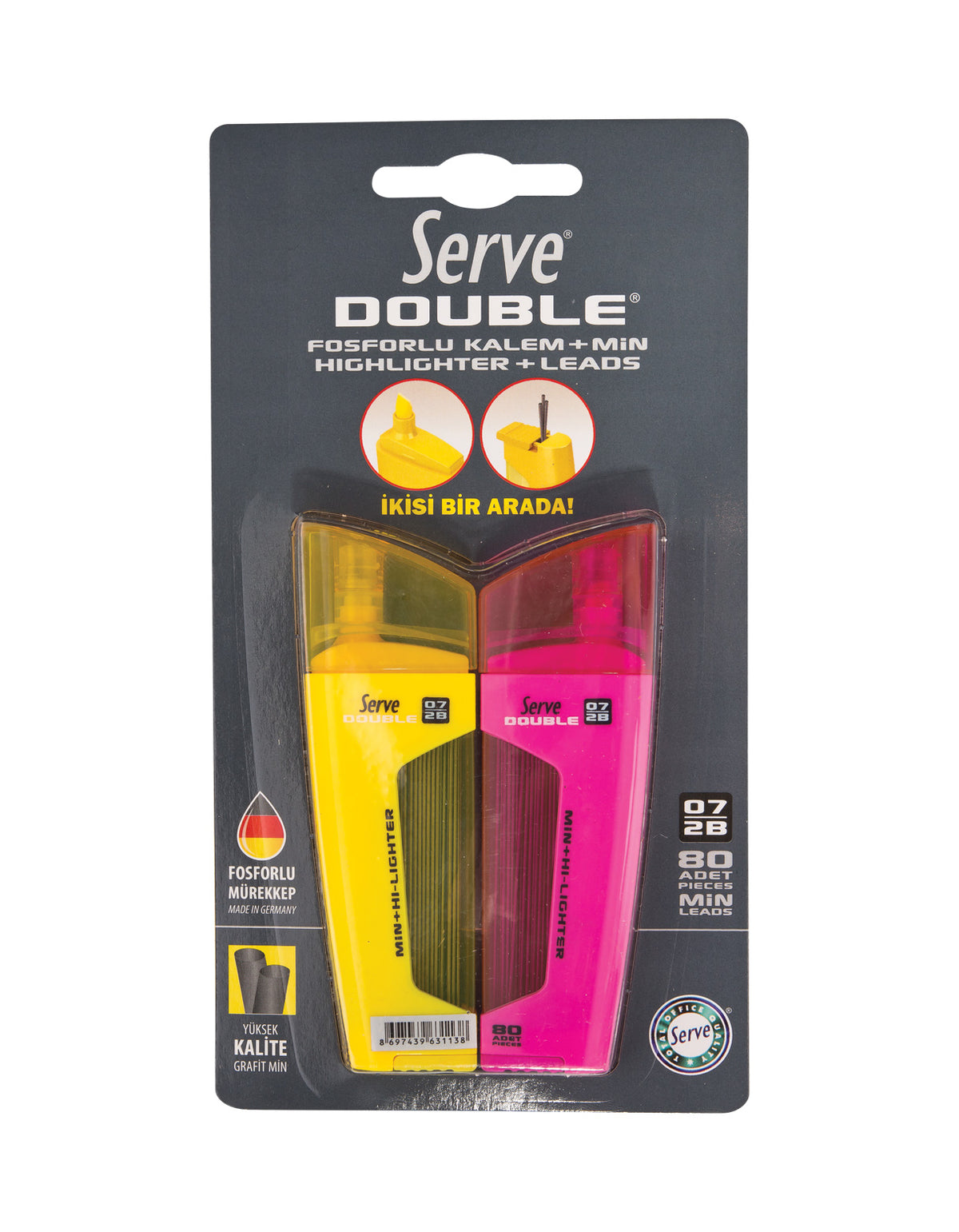 BLISTER DOUBLE LEAD 0.7+HIGHLIGHTER YELLOW/PINK