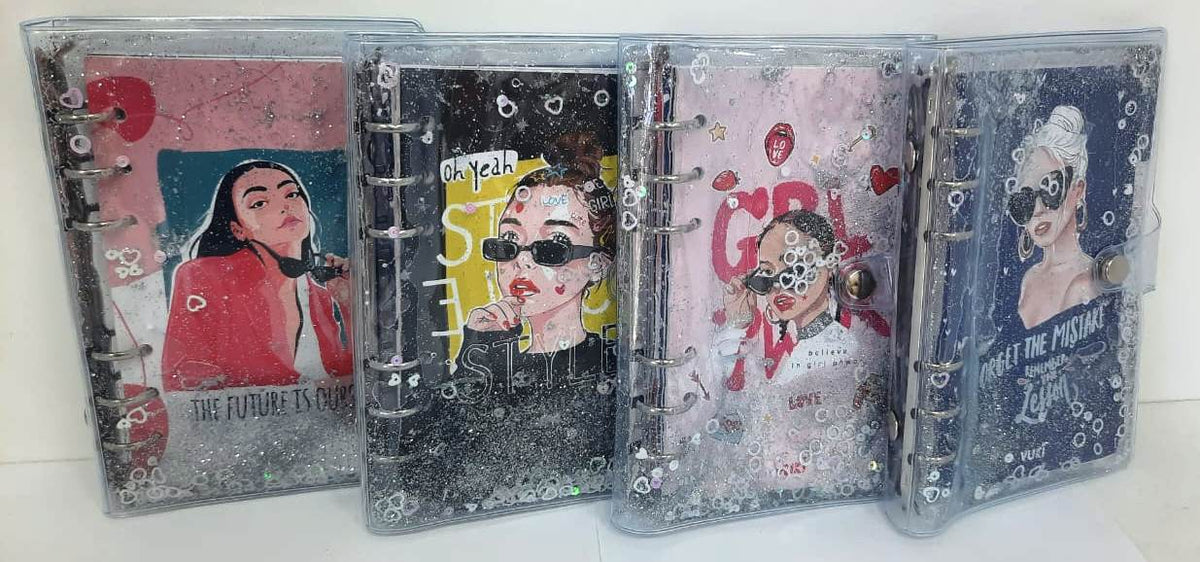 Notebook Glittery Water Binder With 6 Ring Girl Power