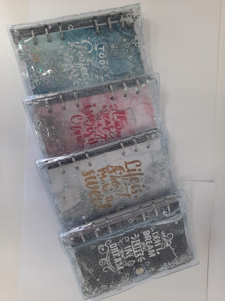 Notebook Glittery Water Binder With 6 Ring Marble