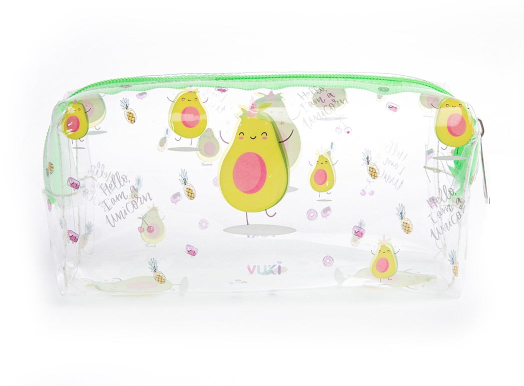 Pencil Case Transparent-Green Avocado Design