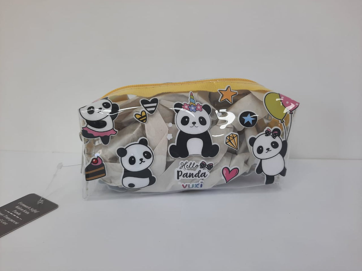 Pencil Case Transparent-Yellow Panda Design