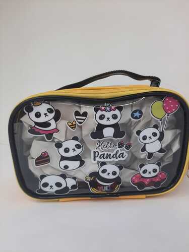Cosmetic Travel Bag A5 Transparent-Yellow Panda Design