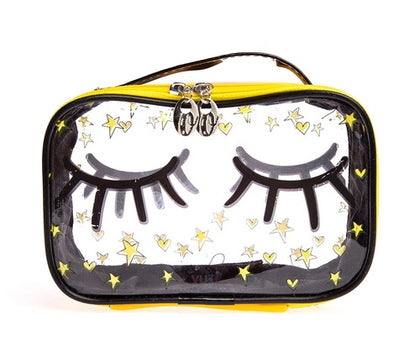 Cosmetic Travel Bag A5 Transparent-Yellow Eyelashes Design