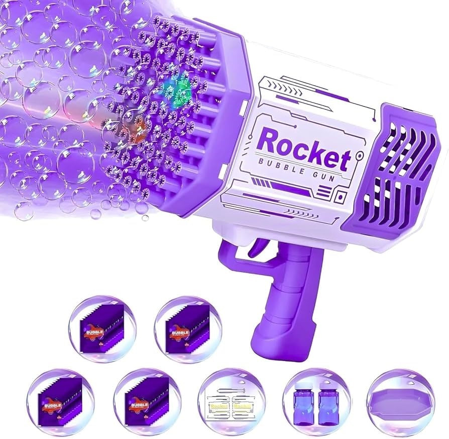 Electrical Hole Bubble Gun With Light And 10 Bubble Liquid Bags