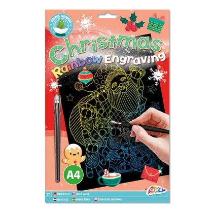 Christmas Scratch Art A4 Rainbow Engraving