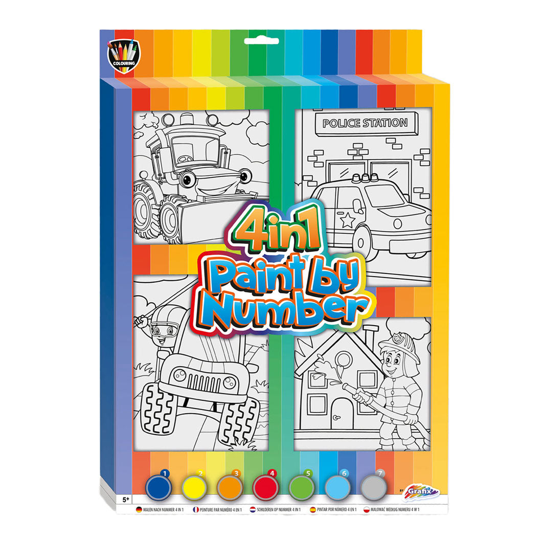 Paint By Number 4 In 1 For Boys W/7 Clrs Paint &amp; 2Brushes