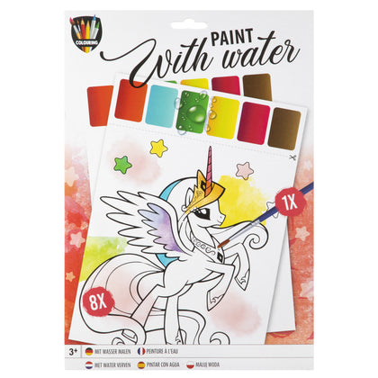 Paint With Water Unicorn  A4 8Sh & 1 Brush