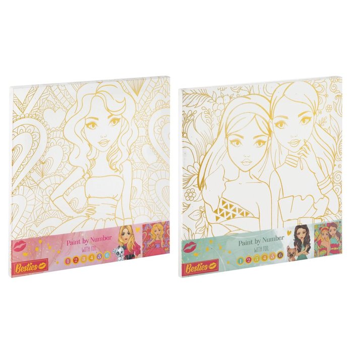 Paint By Number Canvas Assorted W/Foil 30x30Cm