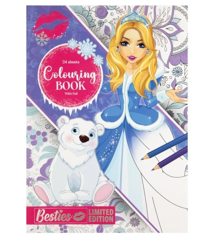 Foil Colouring Book Besties LE 'Princess With Bear'  A4 24Sh