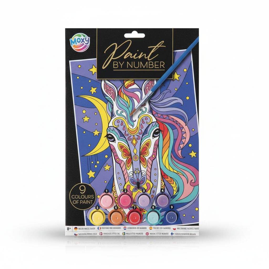 Paint By Number On Card-Board Unicorn A4