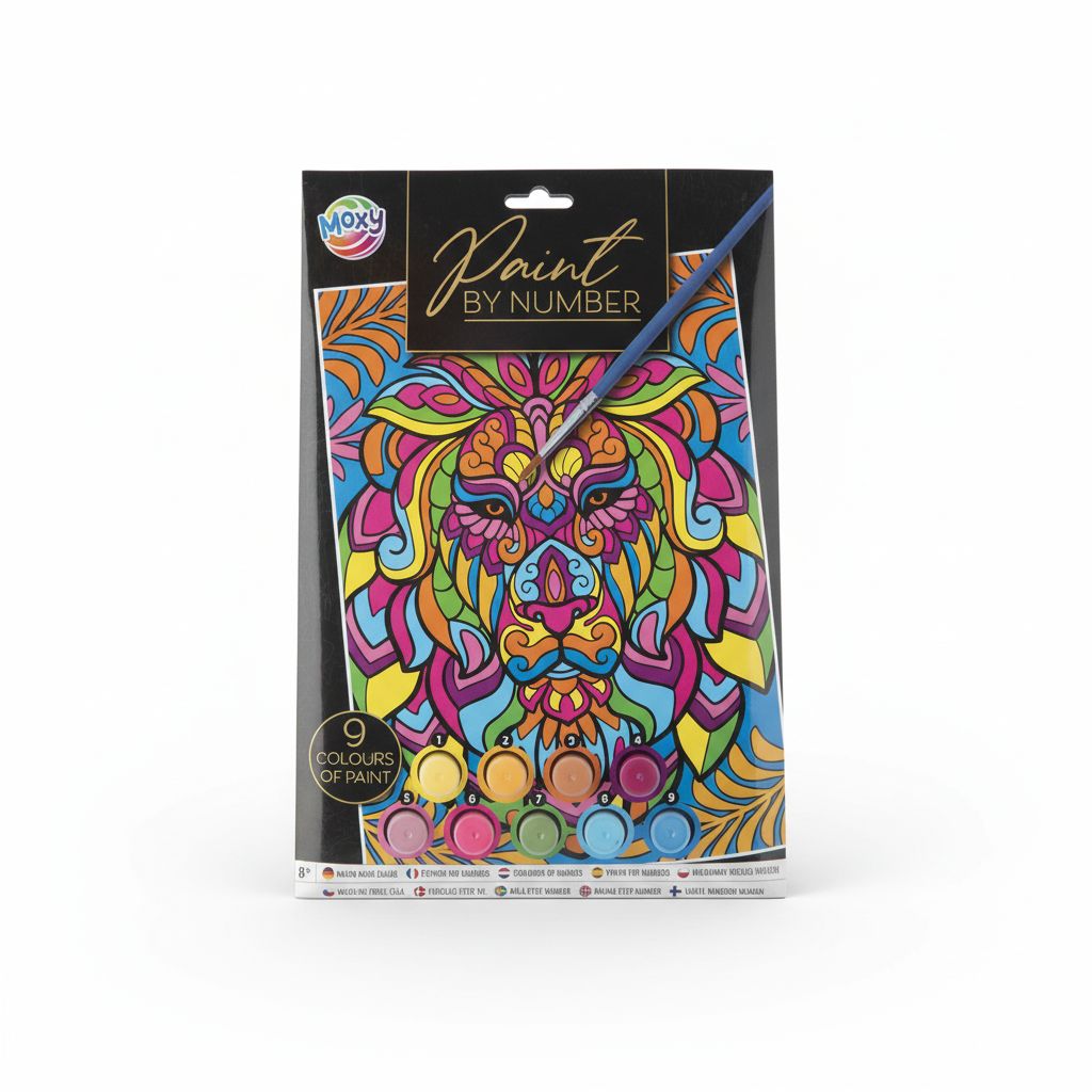 Paint By Number On Card-Board Lion A4