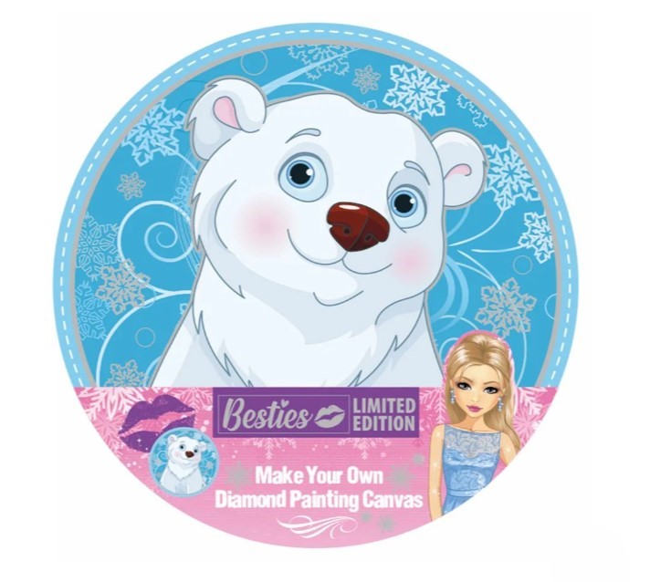 Diamond Paiting Round Canvas Cute Bear 30Cm