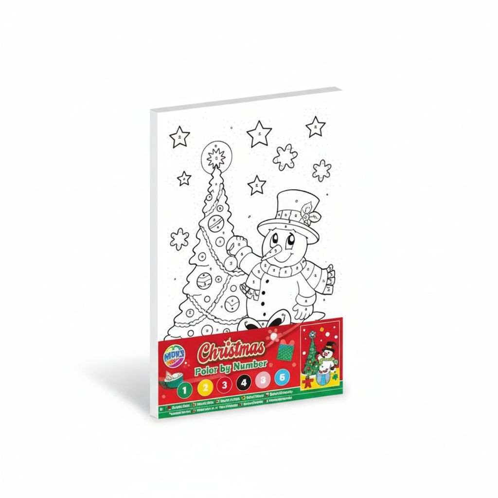 Christmas Paint By Number On Canvas SnowMan & Christmas Tree  A4