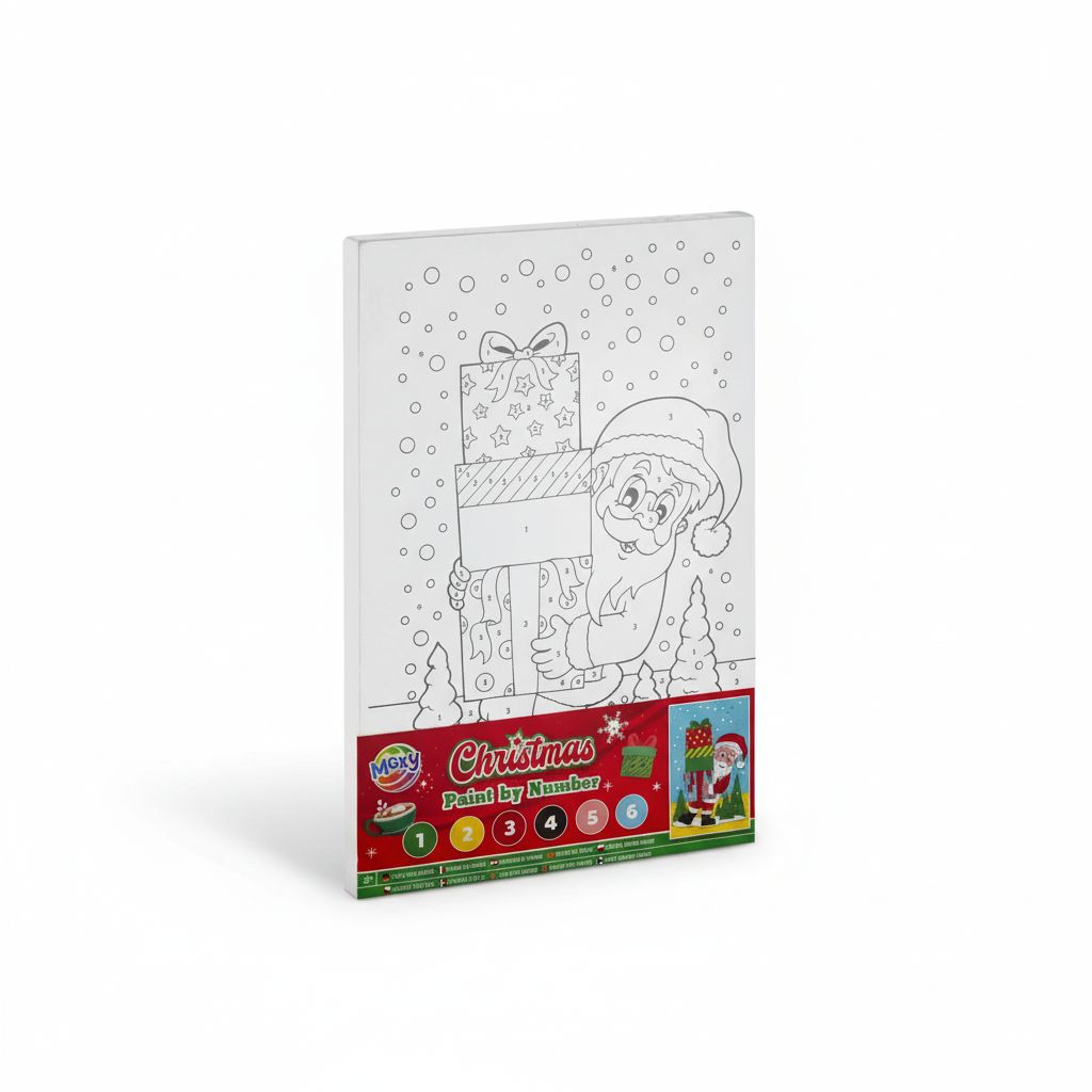 Christmas Paint By Number On Canvas Santa &amp; Gift Boxes  A4