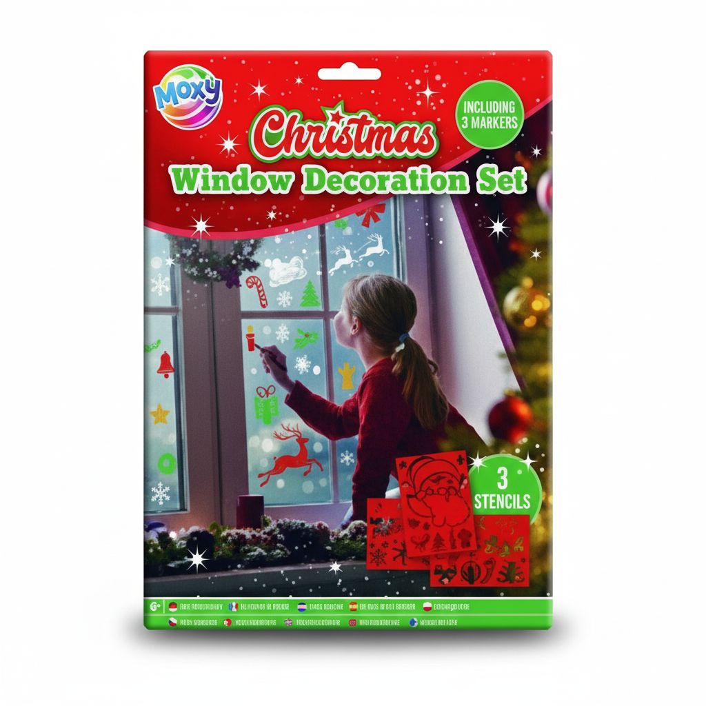 Christmas Window Decoration Set Of 3 Stencils A4