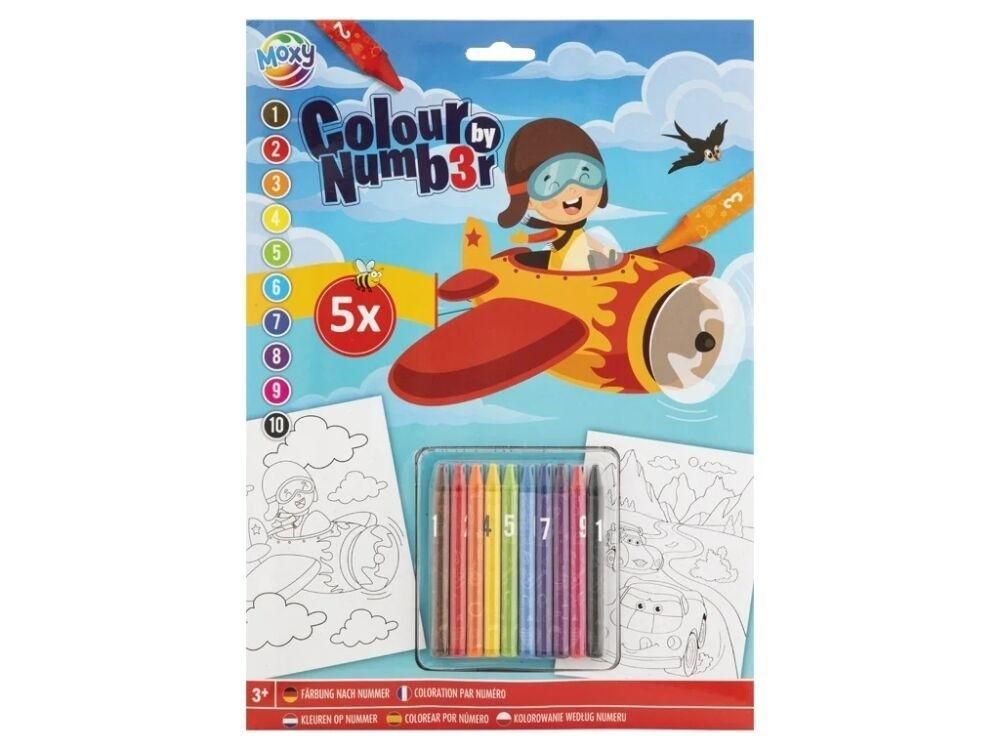 Colour By Number Dino A4 With 5 Crayons 5 Sh