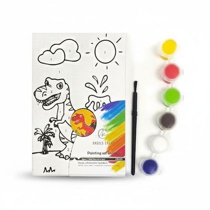 Paint Your Own Canvas Mini Dino W/6 Clrng Paints + Brush