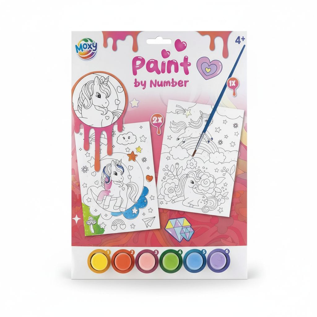 Paint By Number Unicorn A4 2Sh W/ 6 Clrng Paints &amp; 1 Brush