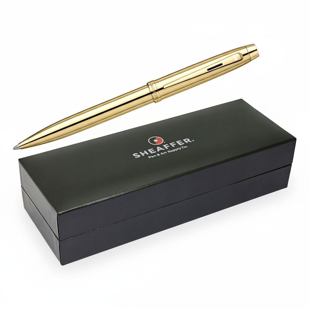 Ball Pen Glossy PVD Gold with PVD Gold Trim Medium Nib Sheaffer 100 E9372
