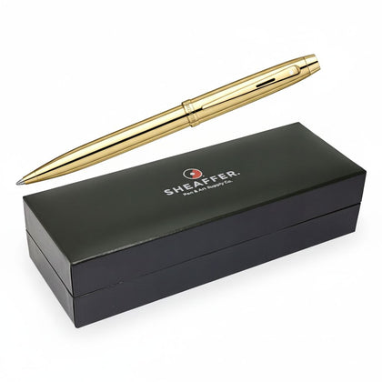 Ball Pen Glossy PVD Gold with PVD Gold Trim Medium Nib Sheaffer 100 E9372