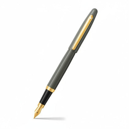 Fountain Pen Glossy Light Gray with PVD Gold-Tone Trim Medium Nib Sheaffer VFM 9427