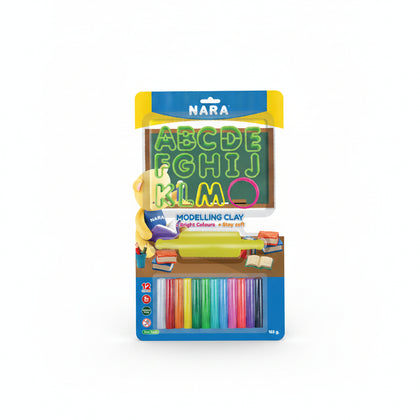Round Sticks Of Clay 165G 12 Colours + Letter 2 Cutters + 1 Roller