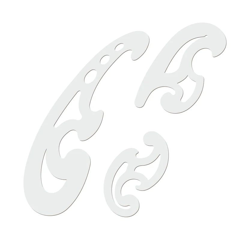 French Curve Set 3Pcs Clear